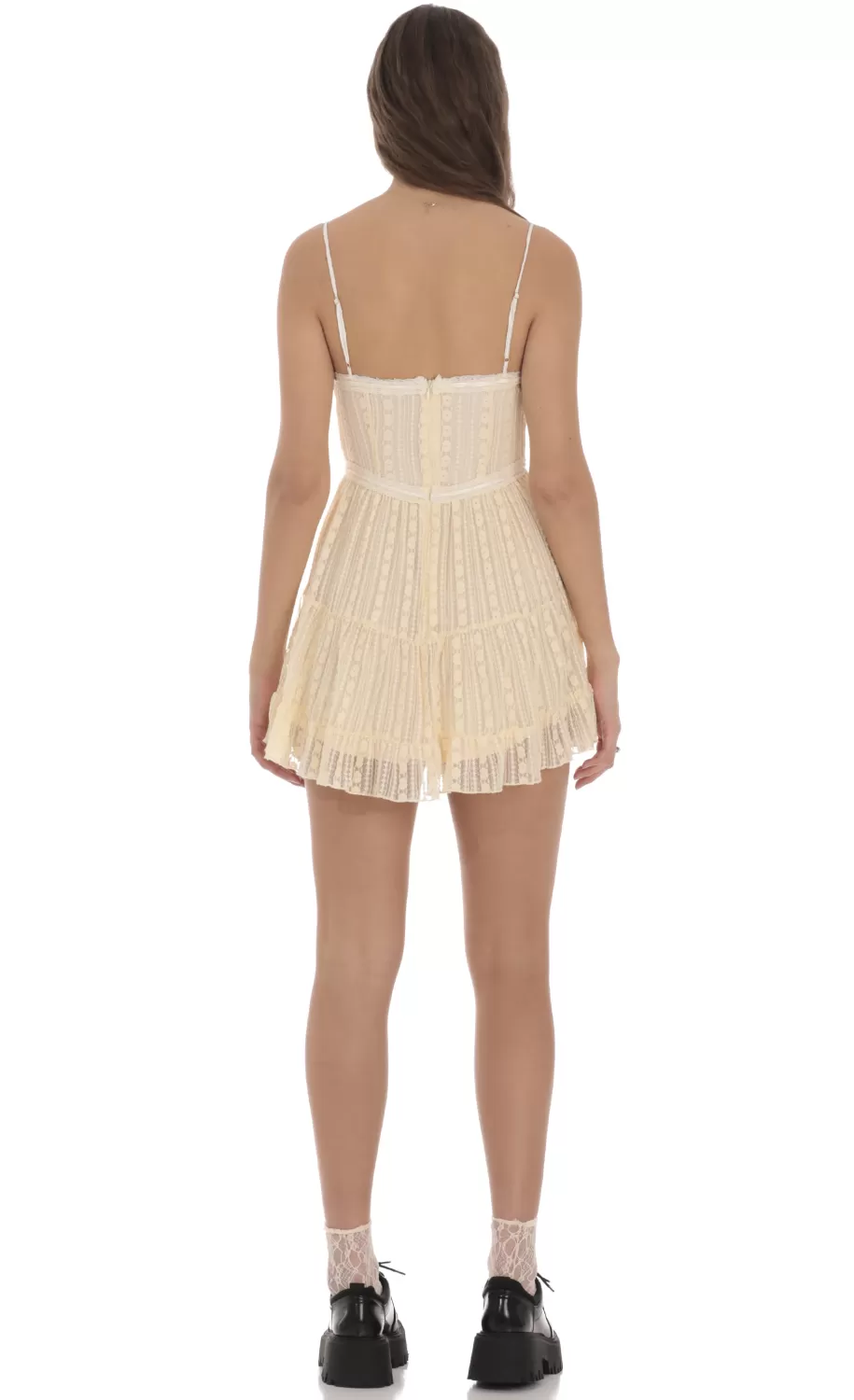 Embroidered Front Ties Dress In Cream^LUCY IN THE SKY Cheap