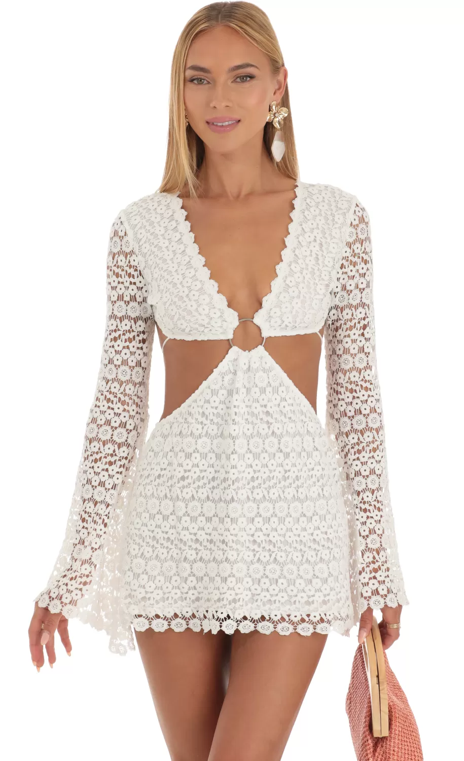 Ethelyn Cut-Out Mini Dress In White^LUCY IN THE SKY Best Sale