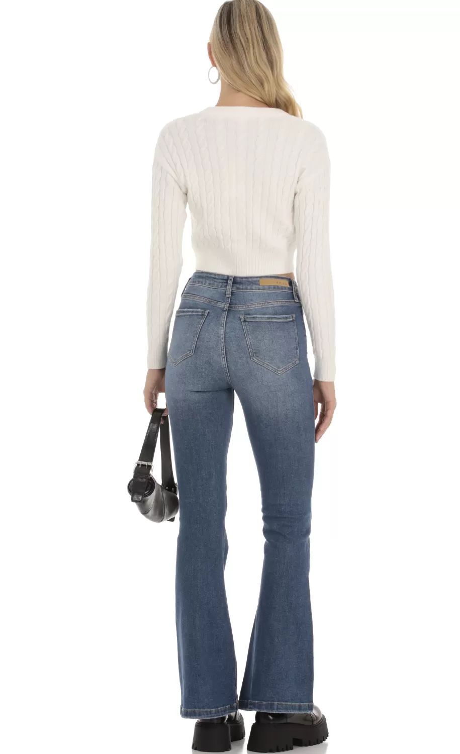 Faded Flare Jeans In Denim^LUCY IN THE SKY Fashion