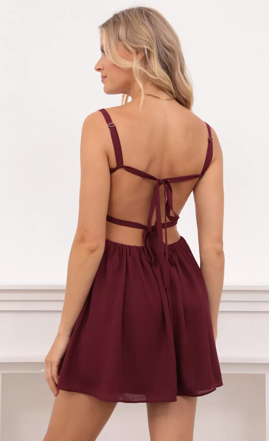 Fit And Flare Dress In Burgundy^LUCY IN THE SKY Clearance