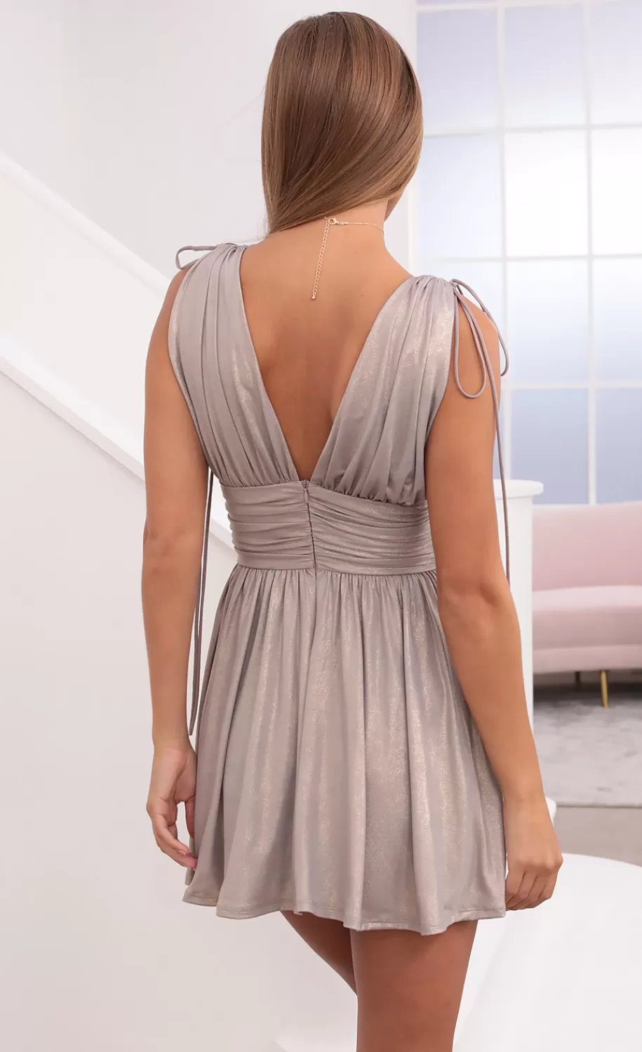 Fit And Flare Dress In Grey Shimmer^LUCY IN THE SKY Fashion