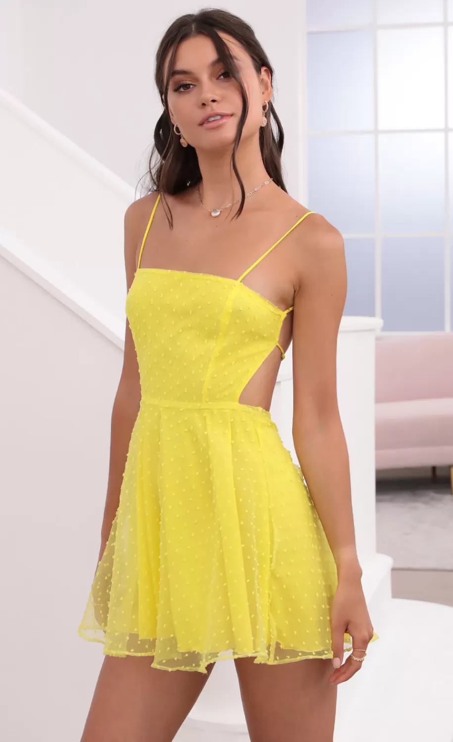 Floral A-Line Dress In Yellow^LUCY IN THE SKY Cheap