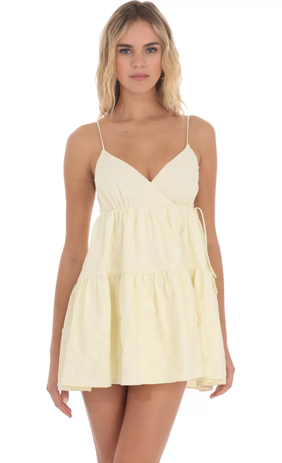 Floral Babydoll Wrap Dress In Yellow^LUCY IN THE SKY Cheap