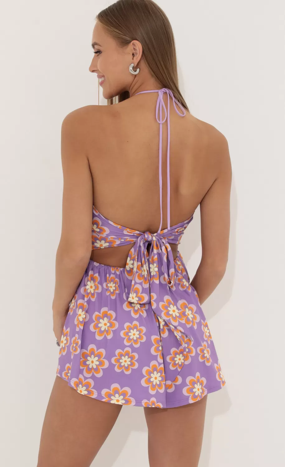 Floral Cutout Romper In Purple^LUCY IN THE SKY Best