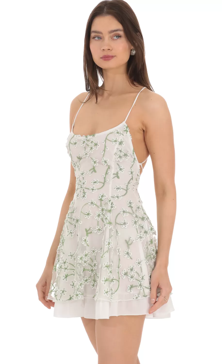 Floral Embroidered Dress In White^LUCY IN THE SKY Fashion