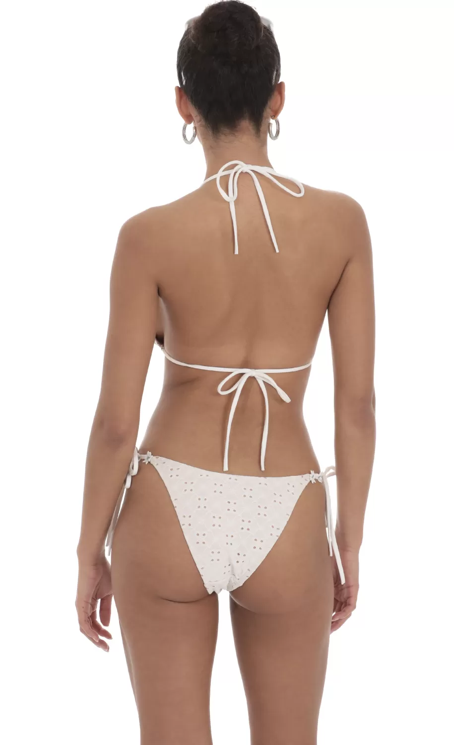 Floral Eyelet Triangle Bikini Set In White^LUCY IN THE SKY Fashion