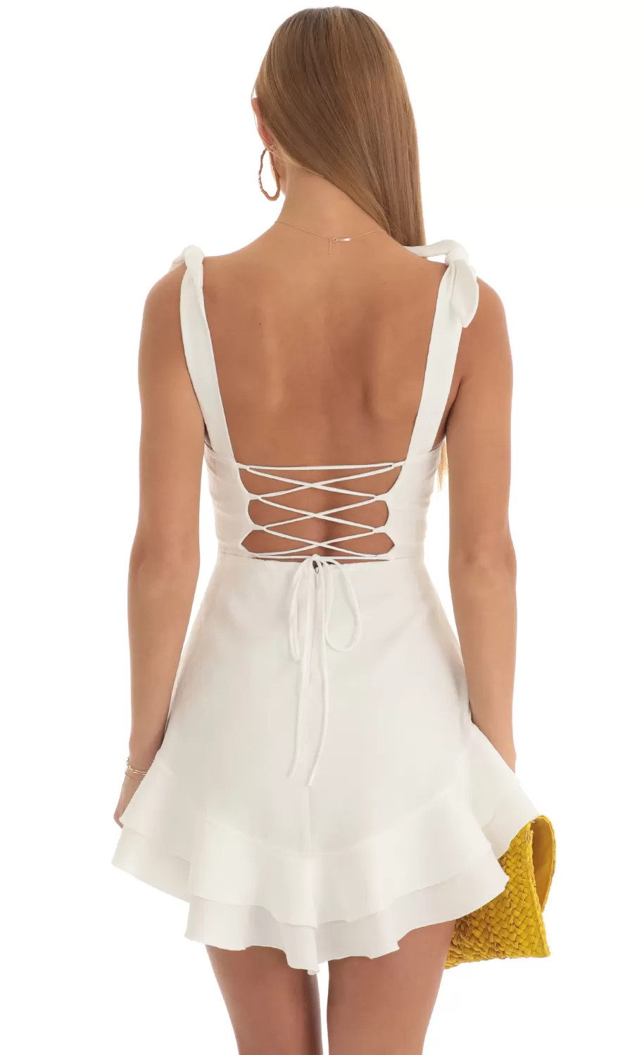Floral Jacquard Ruffle Dress In White^LUCY IN THE SKY Discount