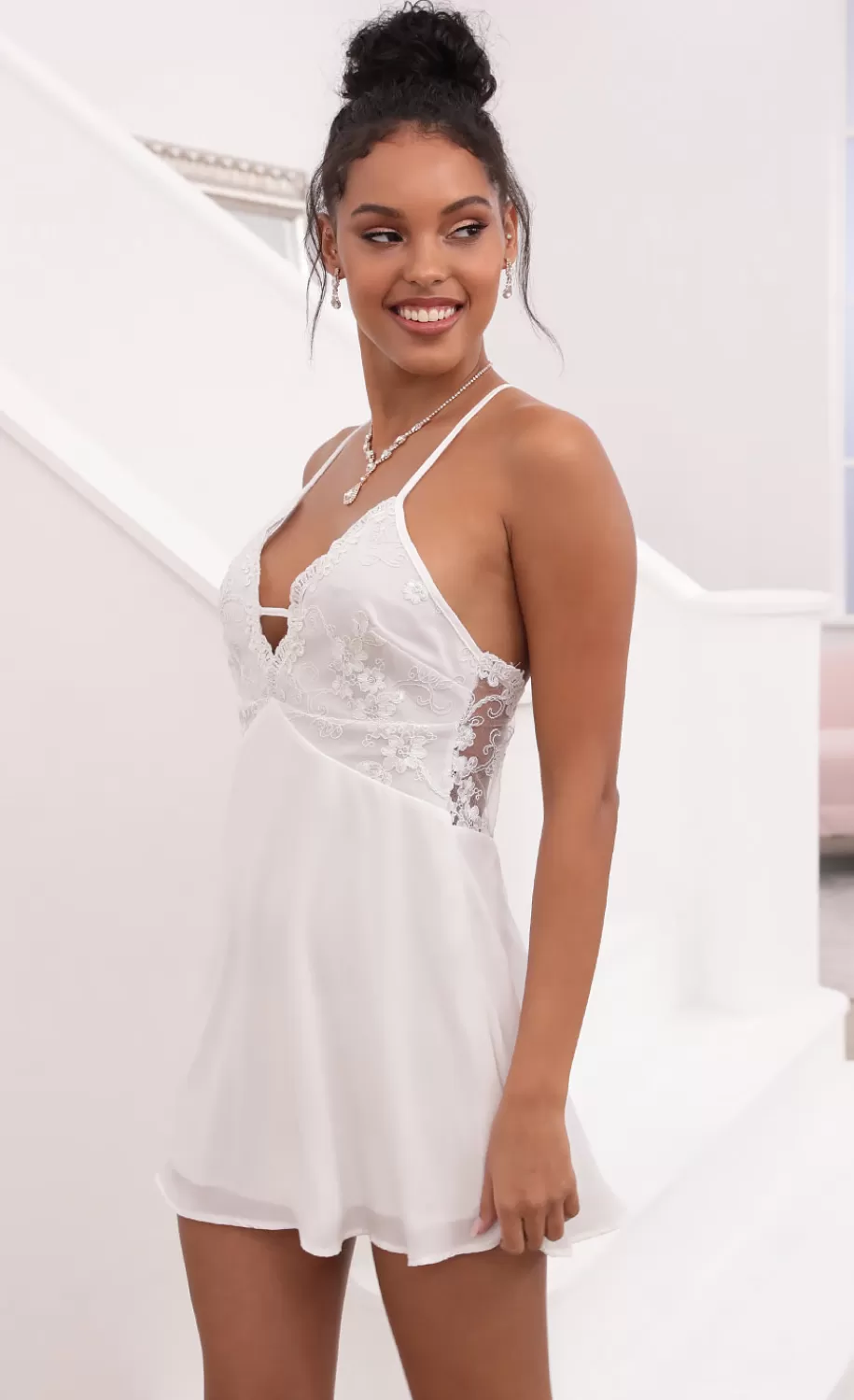 Floral Lace Dress In White^LUCY IN THE SKY Best
