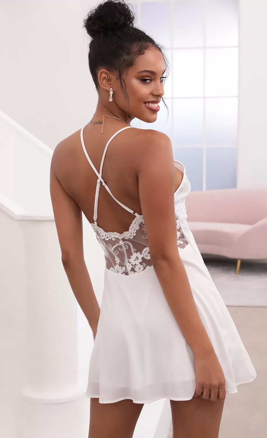 Floral Lace Dress In White^LUCY IN THE SKY Best