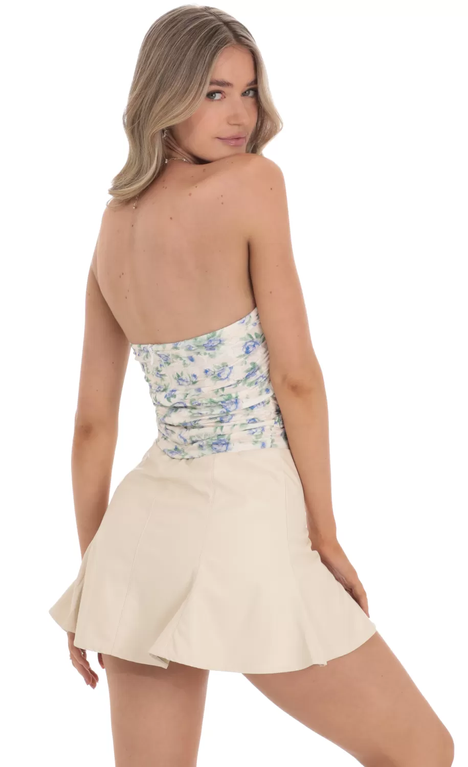 Floral Lace Strapless Top In White^LUCY IN THE SKY Cheap