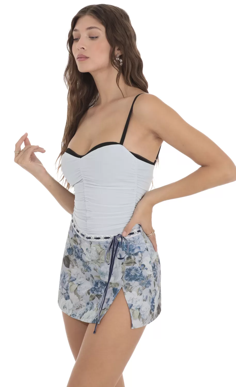 Floral Print Skort In Blue^LUCY IN THE SKY Online