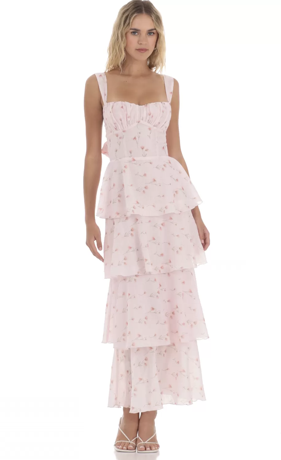 Floral Ruffle Maxi Dress In Pink^LUCY IN THE SKY Store