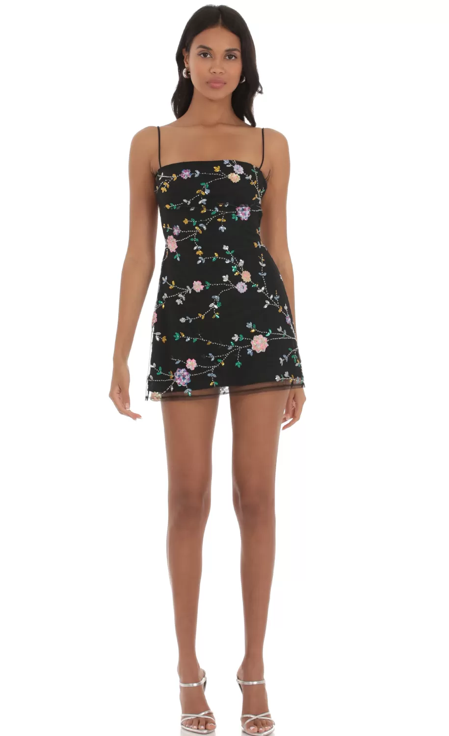 Floral Sequin Dress In Black^LUCY IN THE SKY Cheap