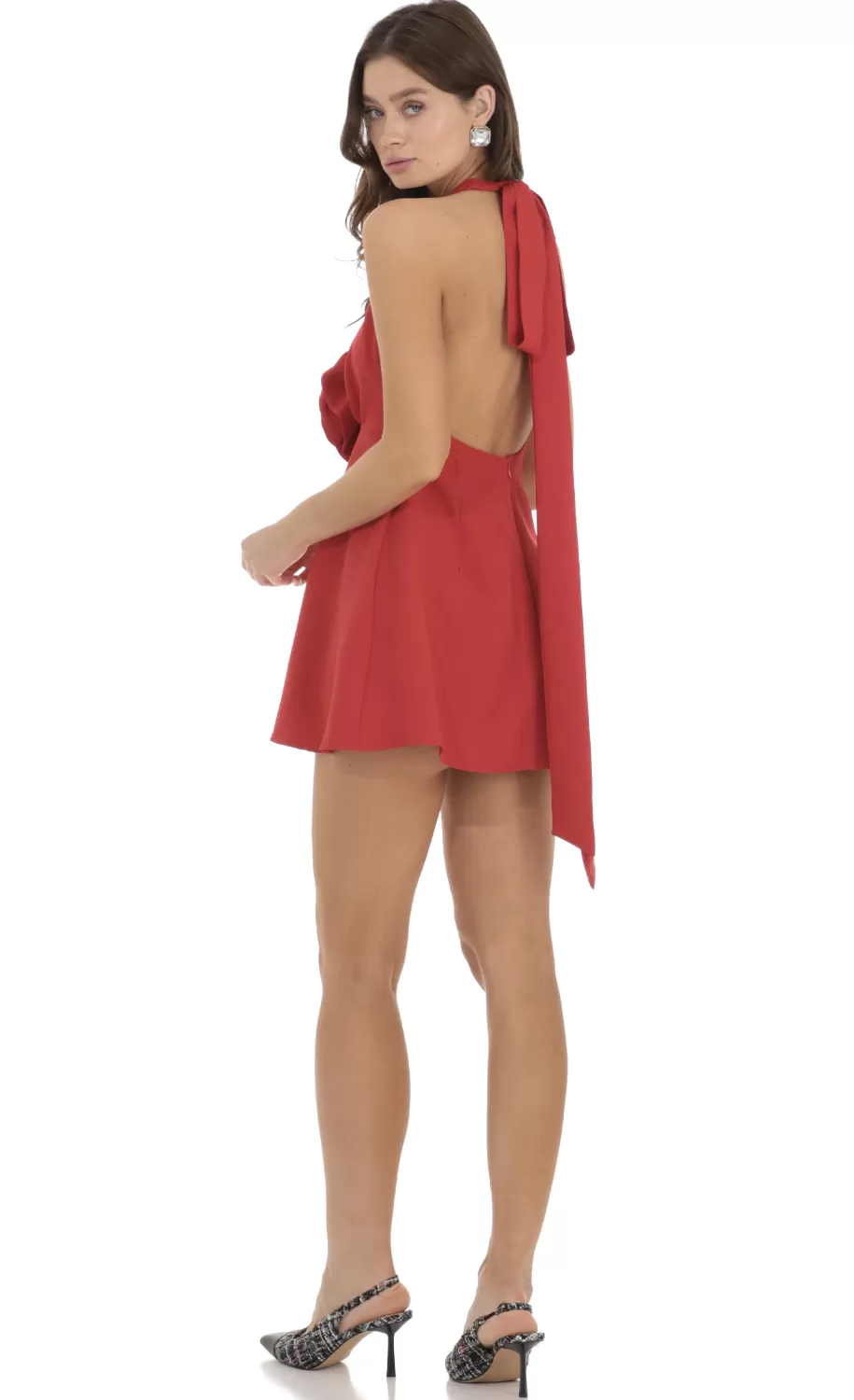 Flower V-Neck Dress In Red^LUCY IN THE SKY Cheap