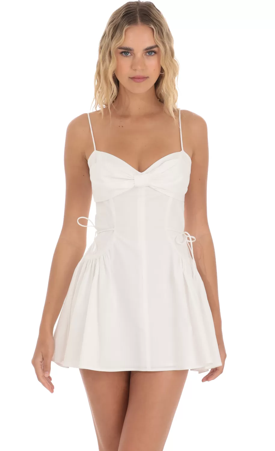 Front Bow Side Tie Dress In White^LUCY IN THE SKY Cheap