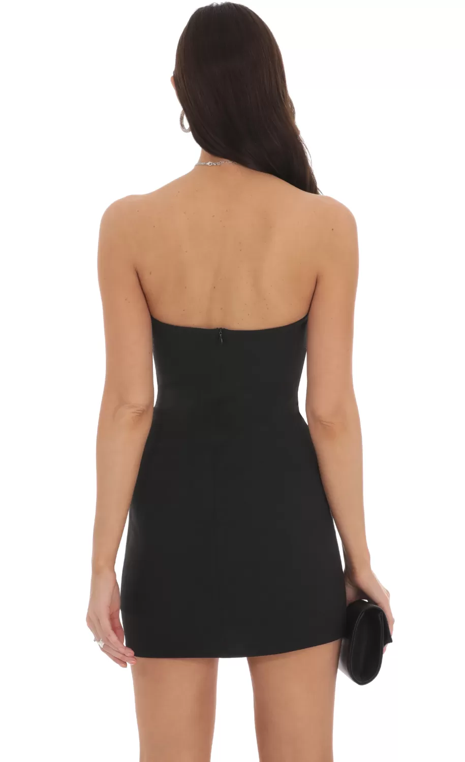 Front Bow Strapless Dress In Black^LUCY IN THE SKY Hot