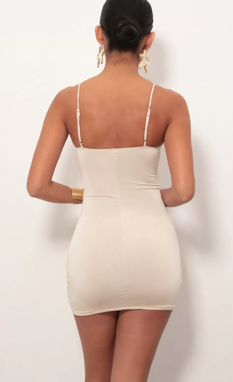 Front Tie Dress In Champagne^LUCY IN THE SKY Online