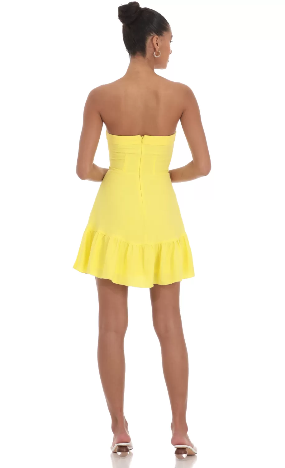 Front Tie Strapless Corset Dress In Yellow^LUCY IN THE SKY Hot