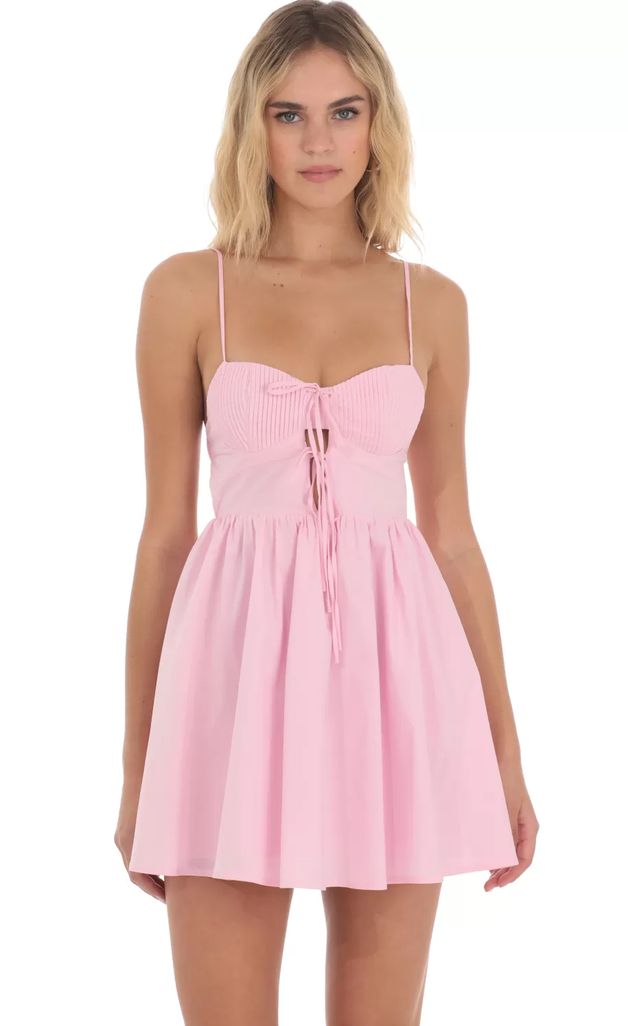 Front Ties A-line Dress In Pink^LUCY IN THE SKY Cheap