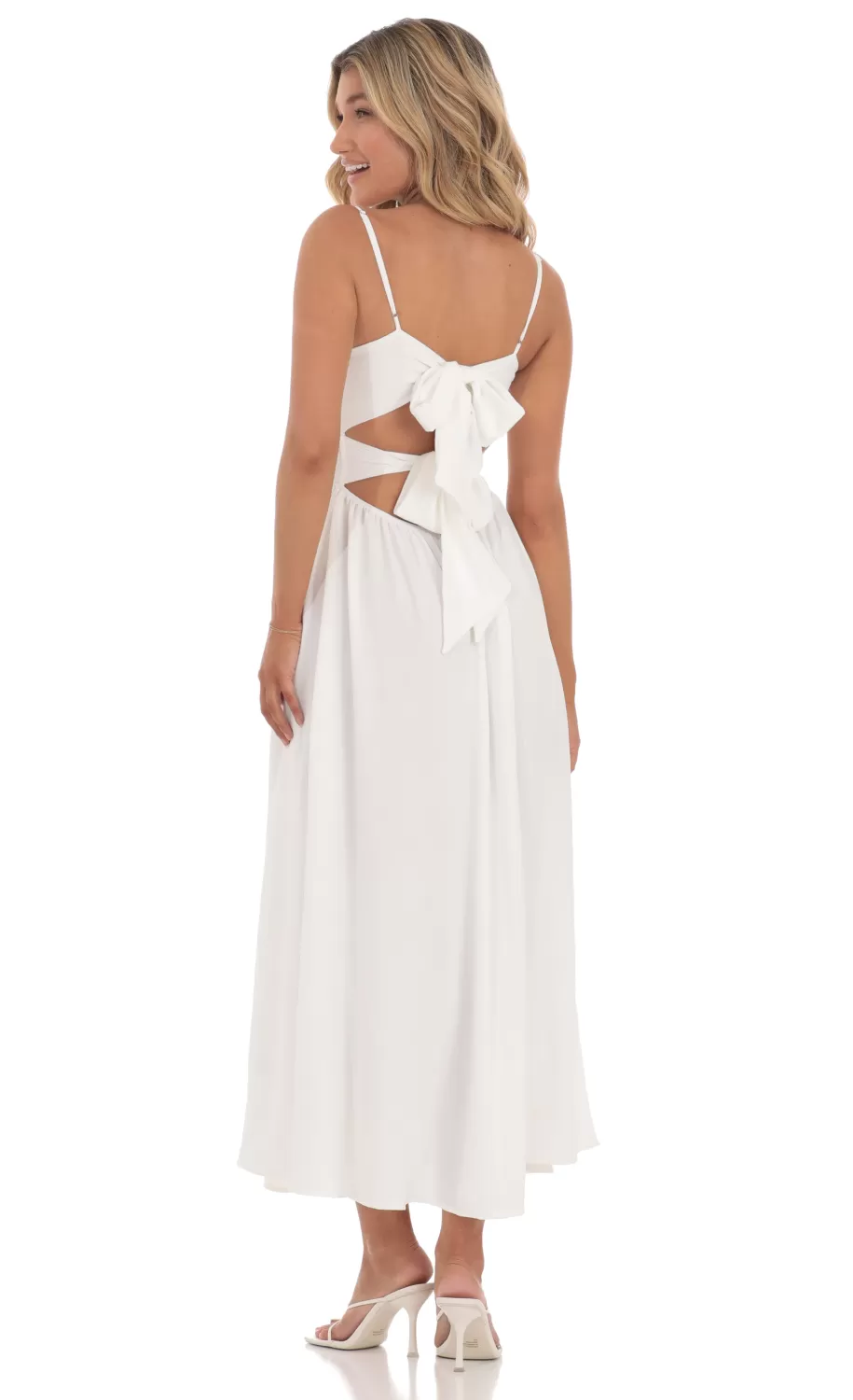 Front Twist Midi Dress In White^LUCY IN THE SKY Discount