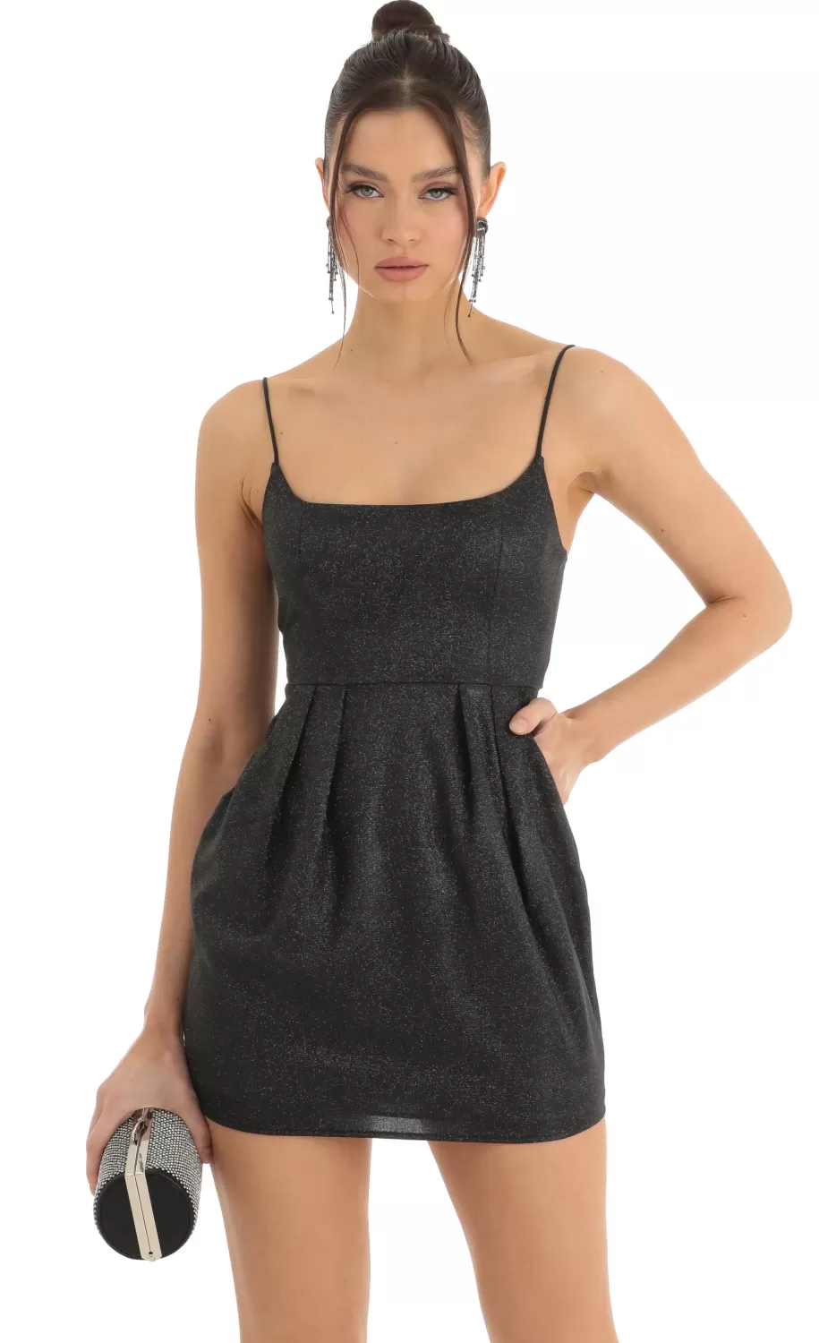 Glitter Dress In Black^LUCY IN THE SKY Clearance