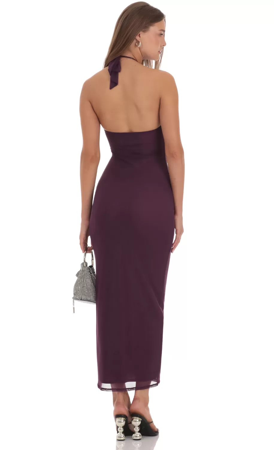 Halter Bodycon Maxi Dress In Purple^LUCY IN THE SKY Hot