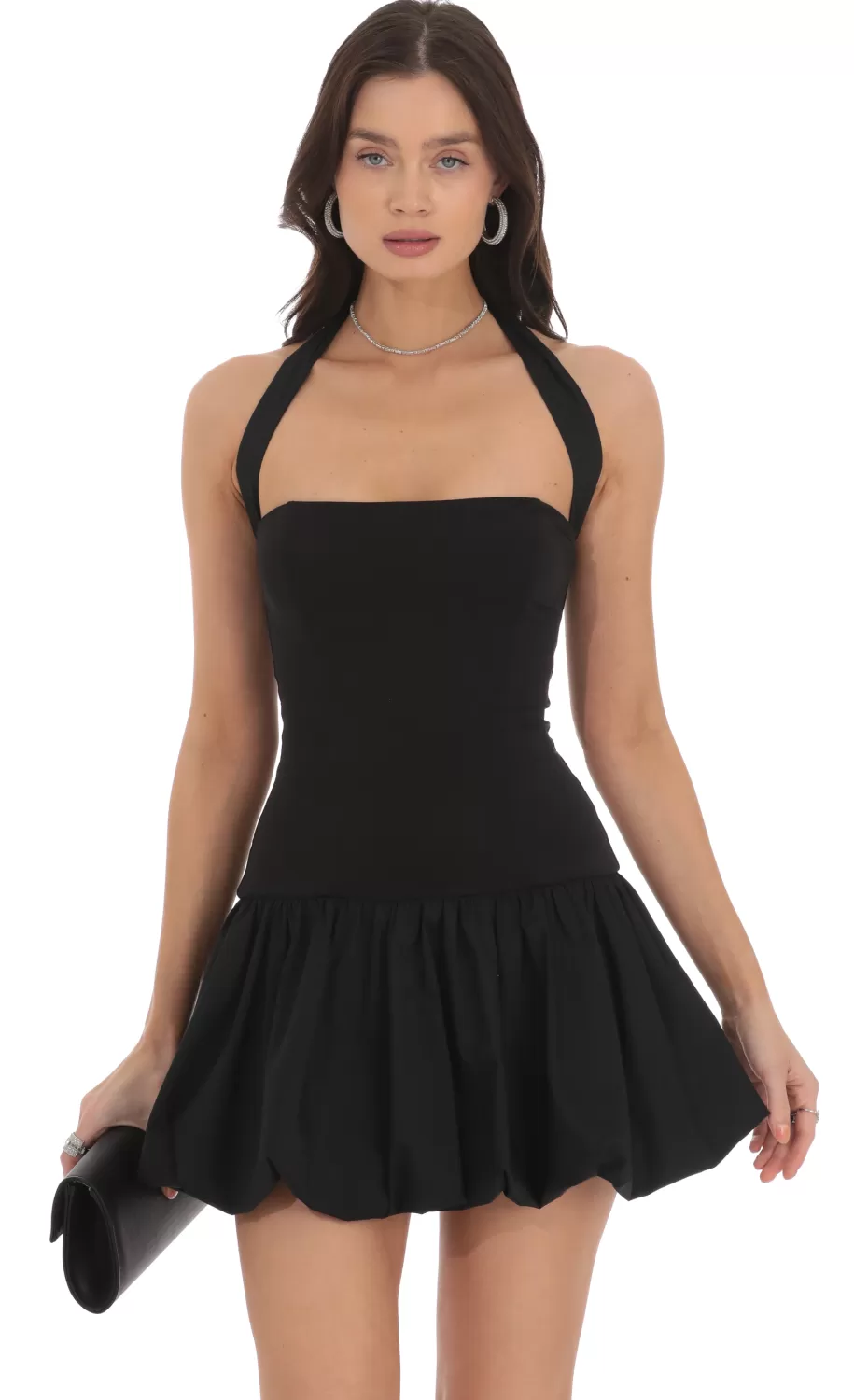 Halter Bubble Dress In Black^LUCY IN THE SKY Fashion