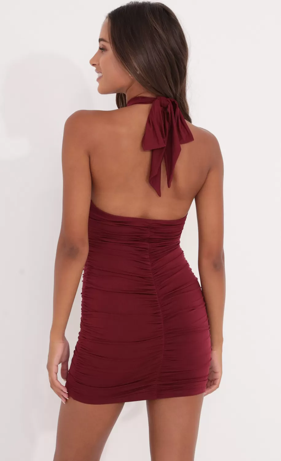 Halter Dress In Burgundy^LUCY IN THE SKY Cheap