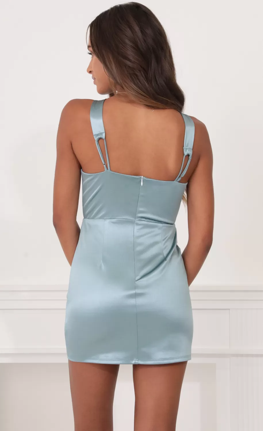 Halter Dress In Sky Blue^LUCY IN THE SKY Clearance