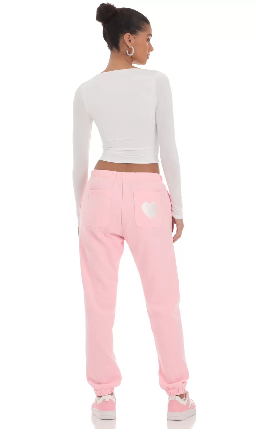 Heart Cinched Sweatpants In Pink^LUCY IN THE SKY New