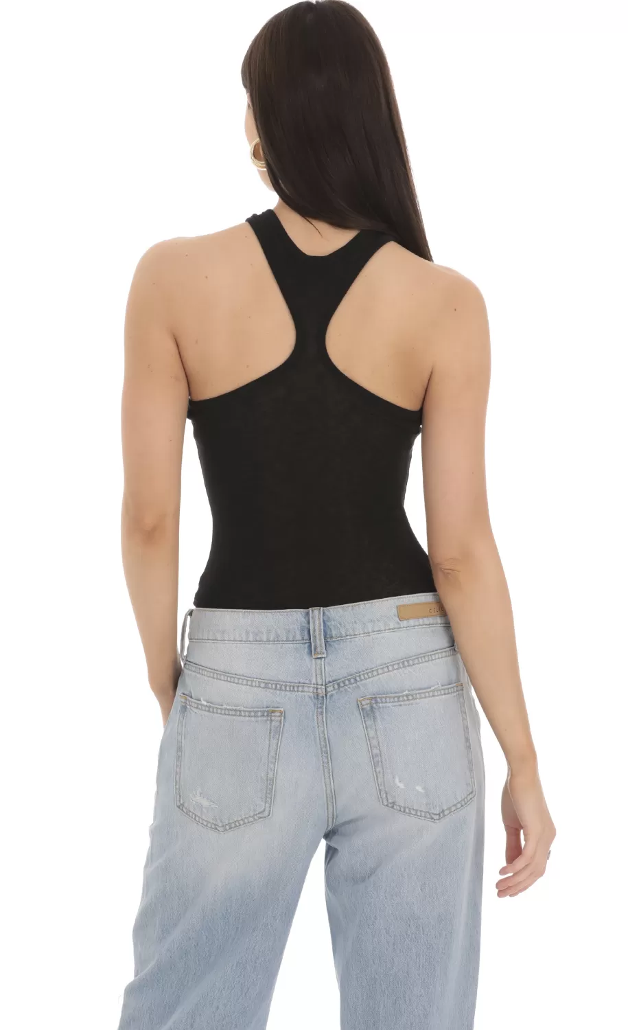 Heathered Sheer Bodysuit In Black^LUCY IN THE SKY Best Sale