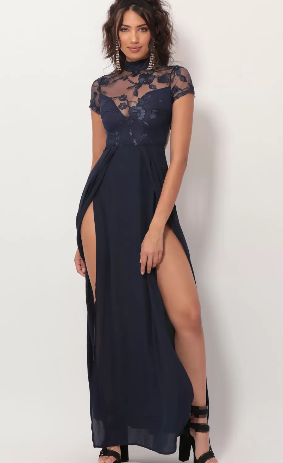 Heiress Lace Maxi Dress In Navy^LUCY IN THE SKY Best