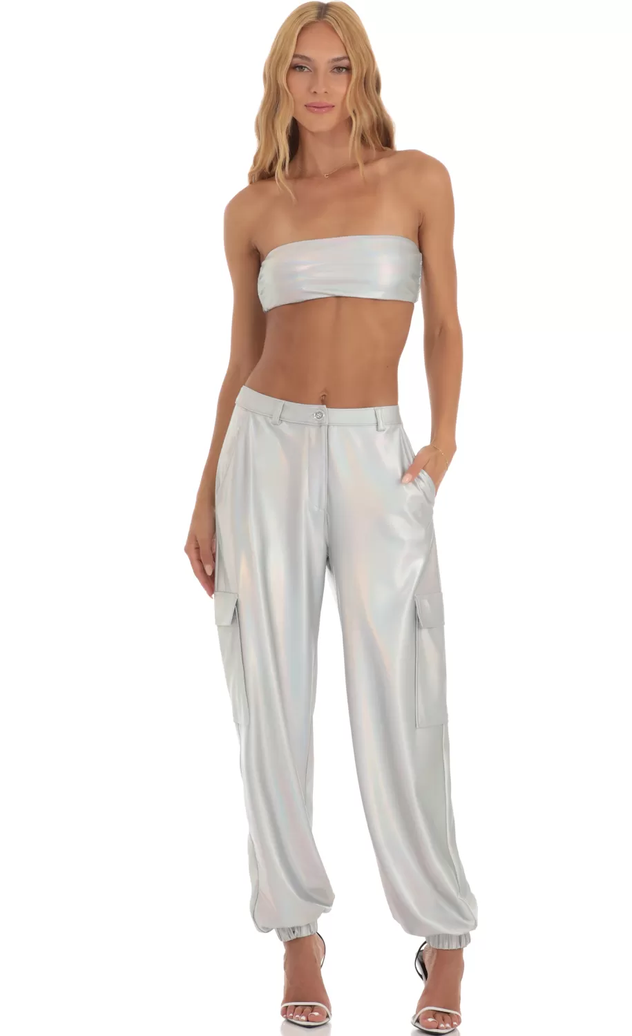 Holographic Pants In Silver^LUCY IN THE SKY Shop