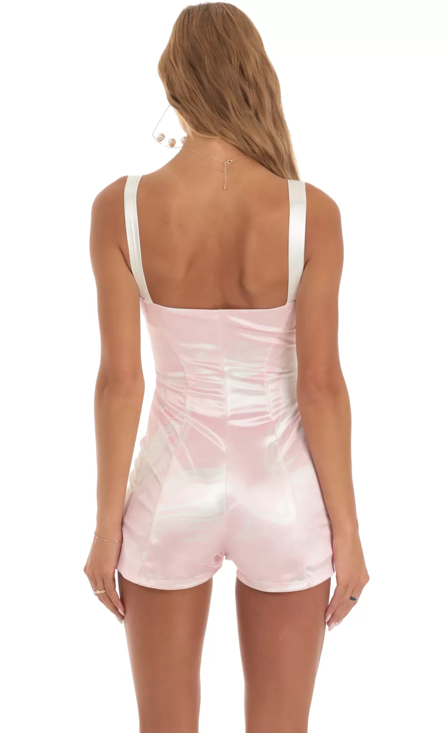 Hook And Eye Romper In Pink Swirl^LUCY IN THE SKY Outlet