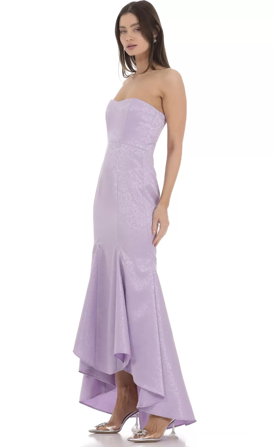 Jacquard Corset Mermaid Maxi Dress In Lavender^LUCY IN THE SKY Cheap