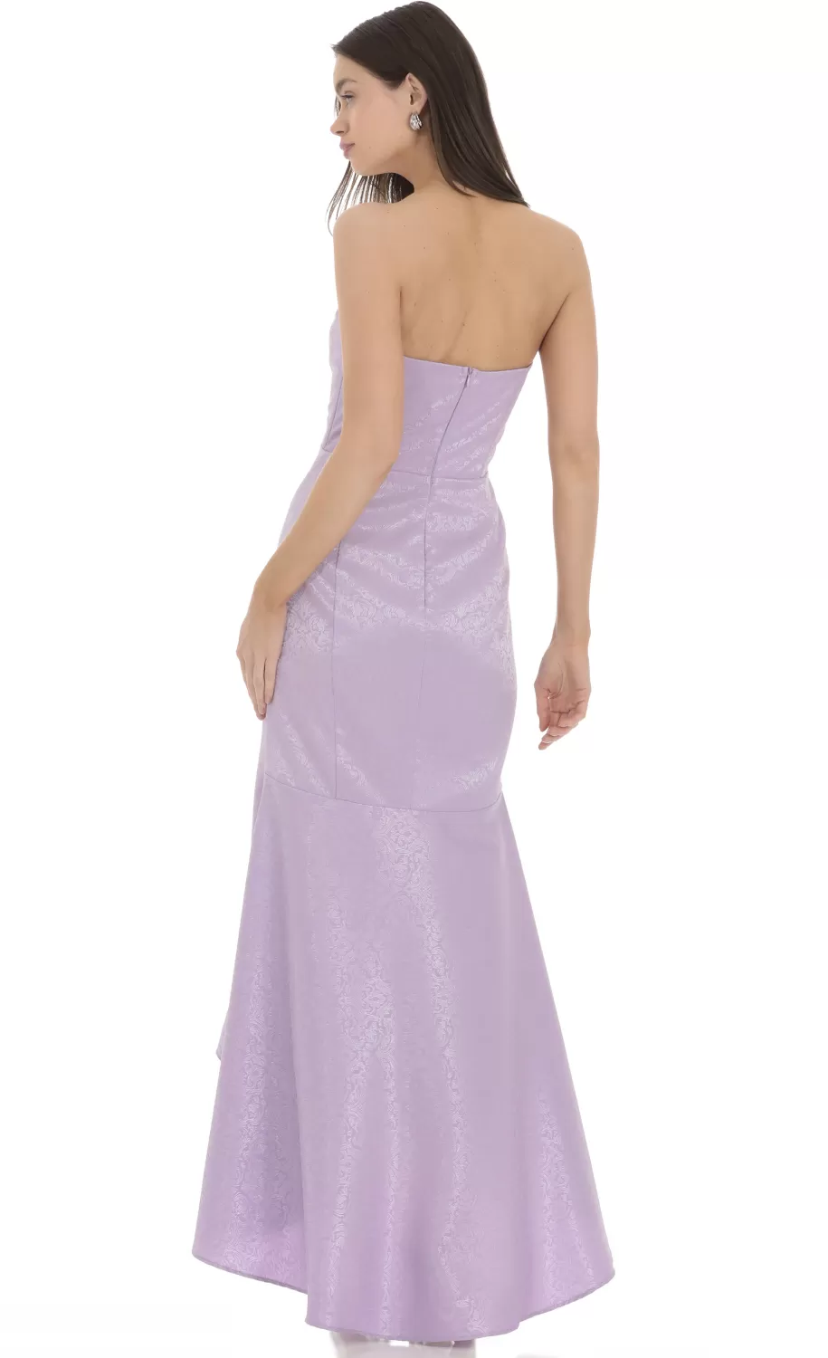 Jacquard Corset Mermaid Maxi Dress In Lavender^LUCY IN THE SKY Cheap