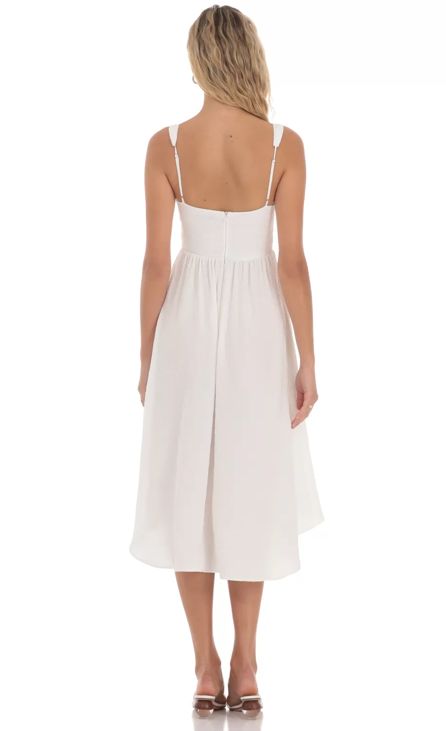 Jacquard Flare Midi Dress In White^LUCY IN THE SKY Flash Sale