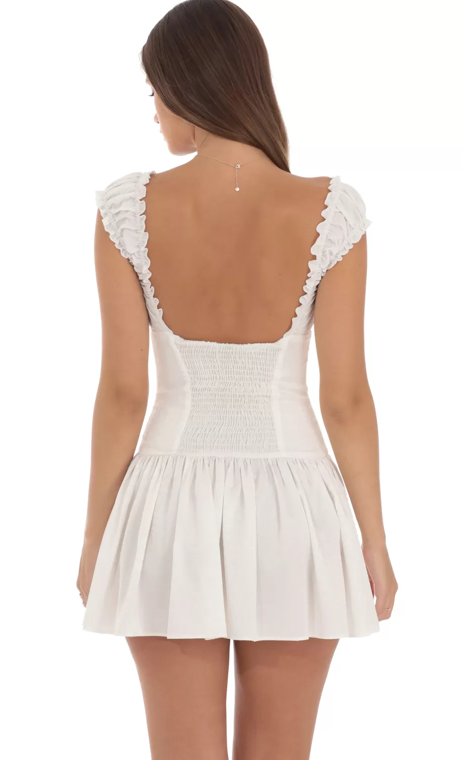 Jacquard Ruched Strap Dress In White^LUCY IN THE SKY Flash Sale