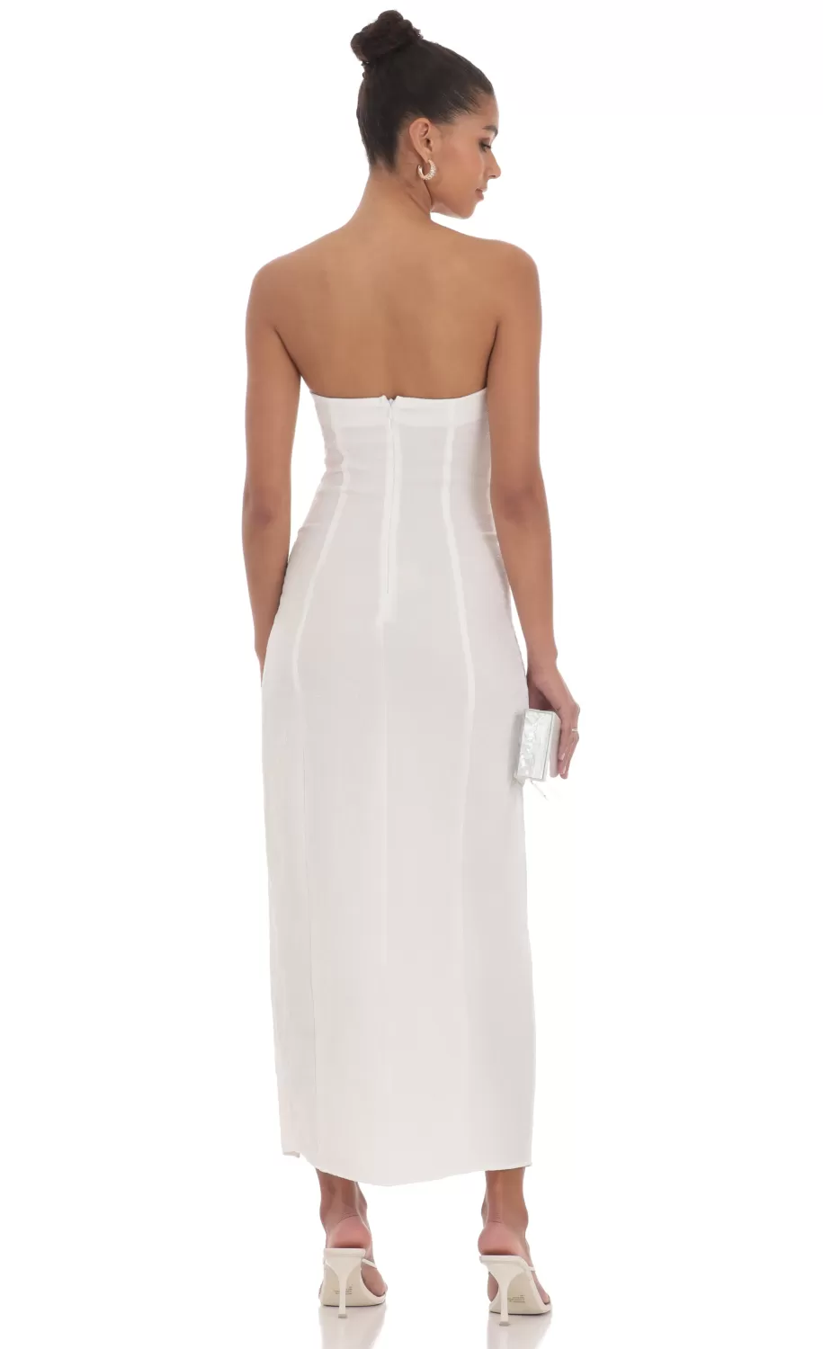 Jacquard Strapless Maxi Dress In White^LUCY IN THE SKY Store