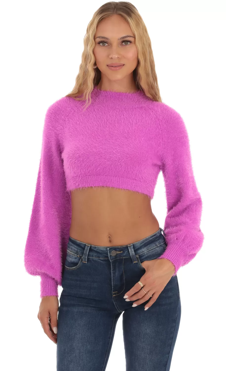 Knit Mock Neck Jumper In Magenta^LUCY IN THE SKY Outlet