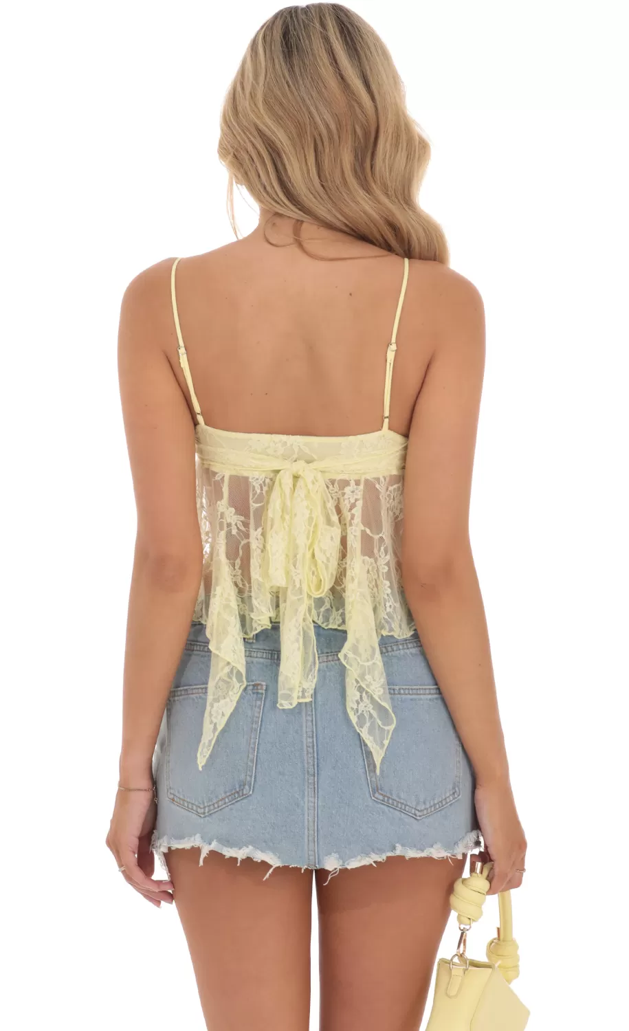 Lace Babydoll Top In Yellow^LUCY IN THE SKY Clearance