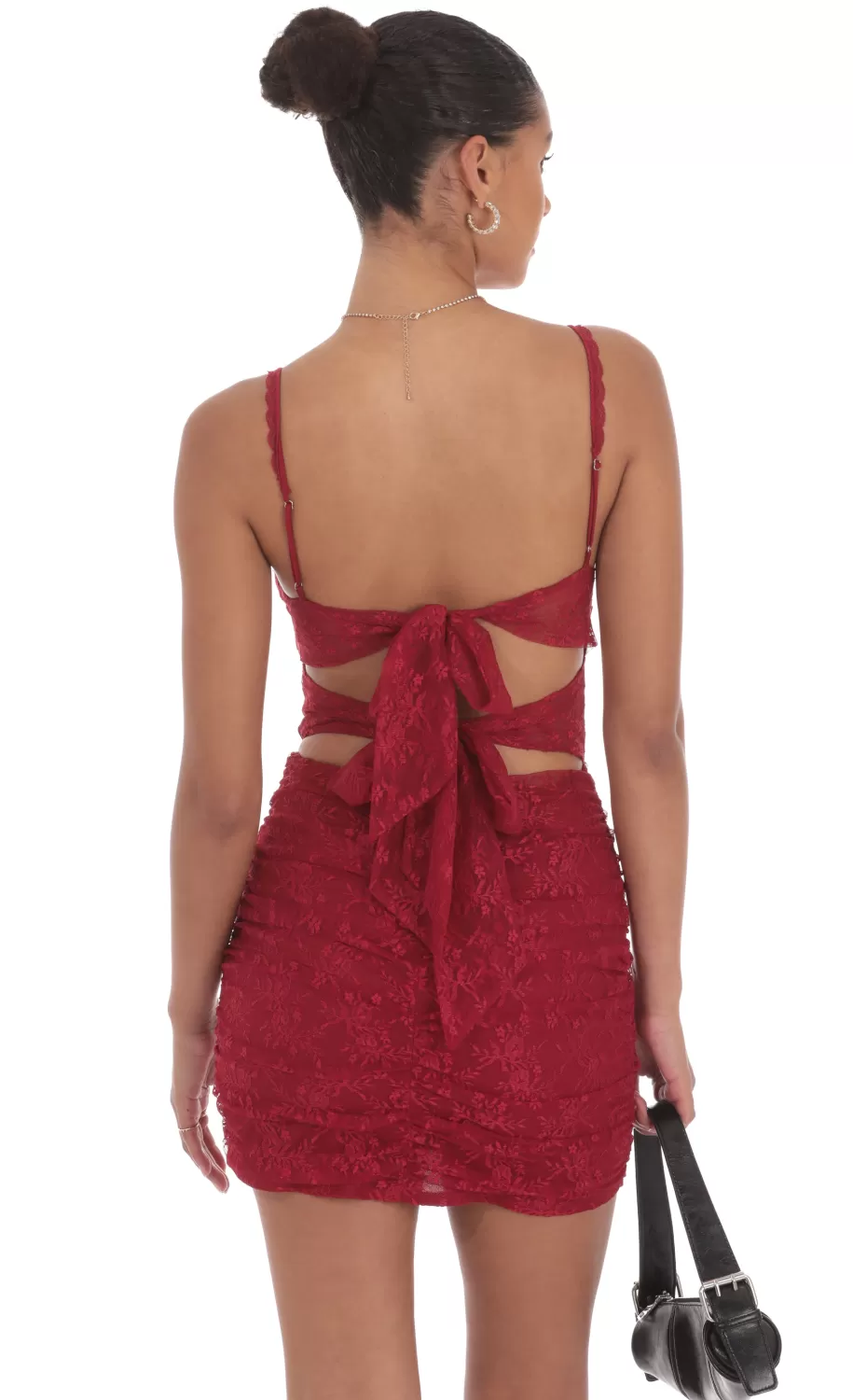 Lace Cutout Bodycon Dress In Maroon^LUCY IN THE SKY Fashion