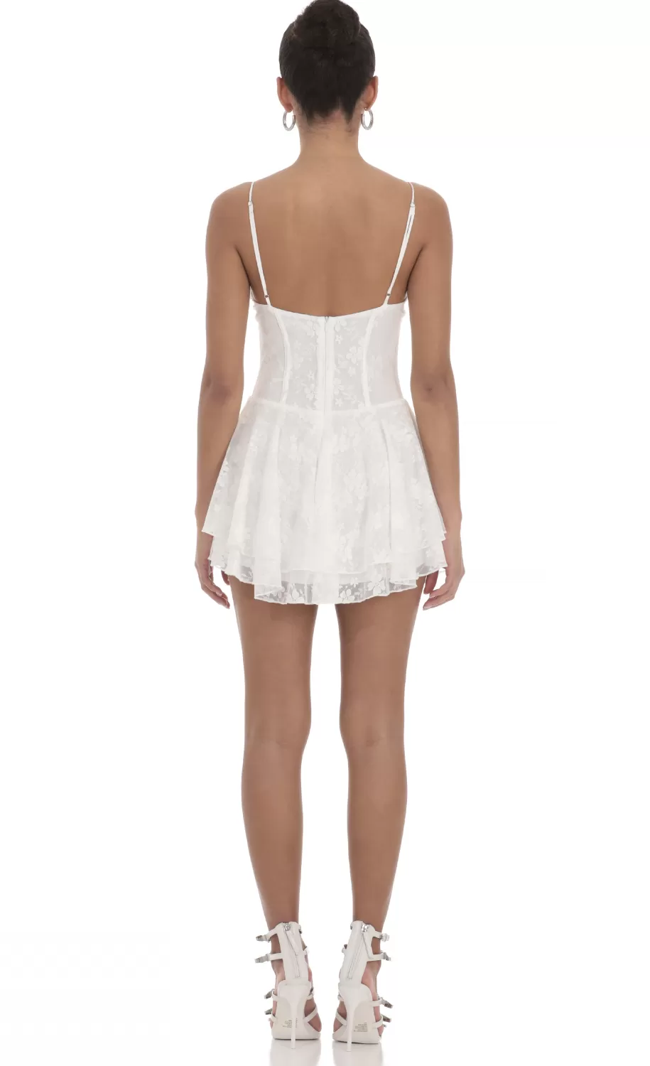 Lace Floral A-Line Dress In White^LUCY IN THE SKY New