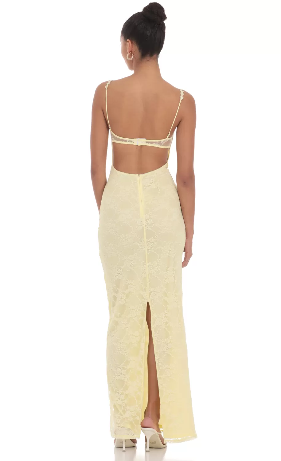 Lace Floral Trim Maxi Dress In Yellow^LUCY IN THE SKY Best