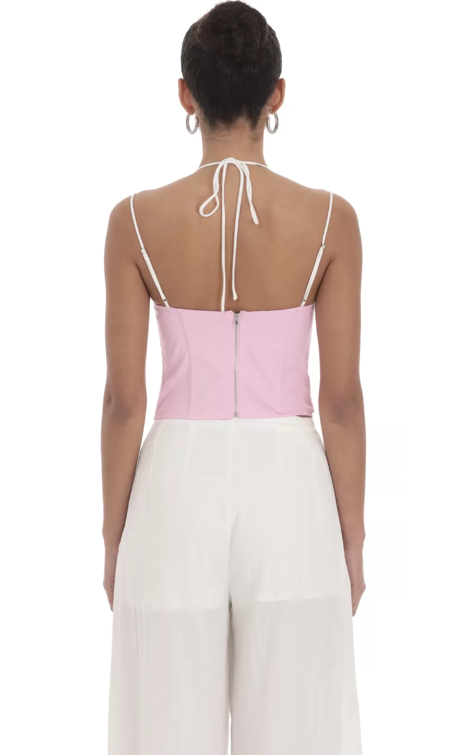 Lace Halter Top In Pink^LUCY IN THE SKY Online