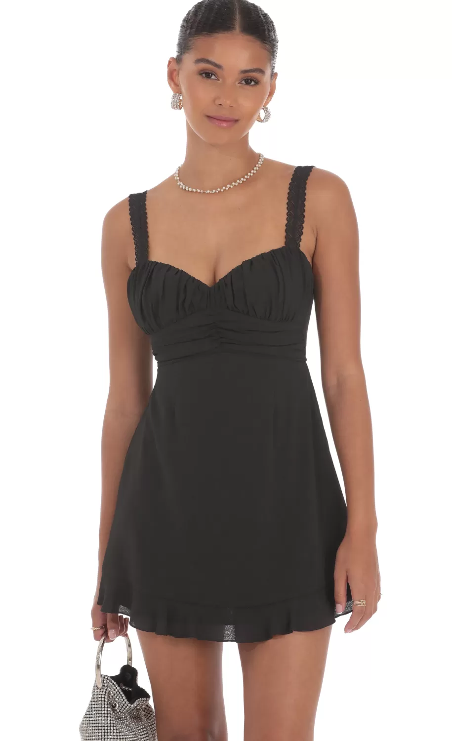 Lace Strap Open Back Dress In Black^LUCY IN THE SKY Cheap