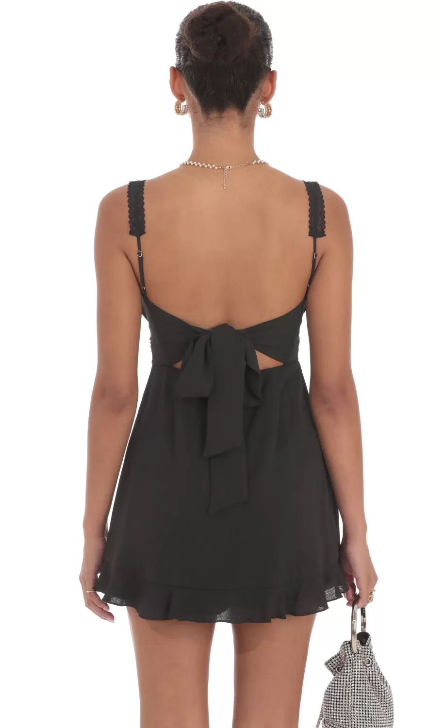 Lace Strap Open Back Dress In Black^LUCY IN THE SKY Cheap
