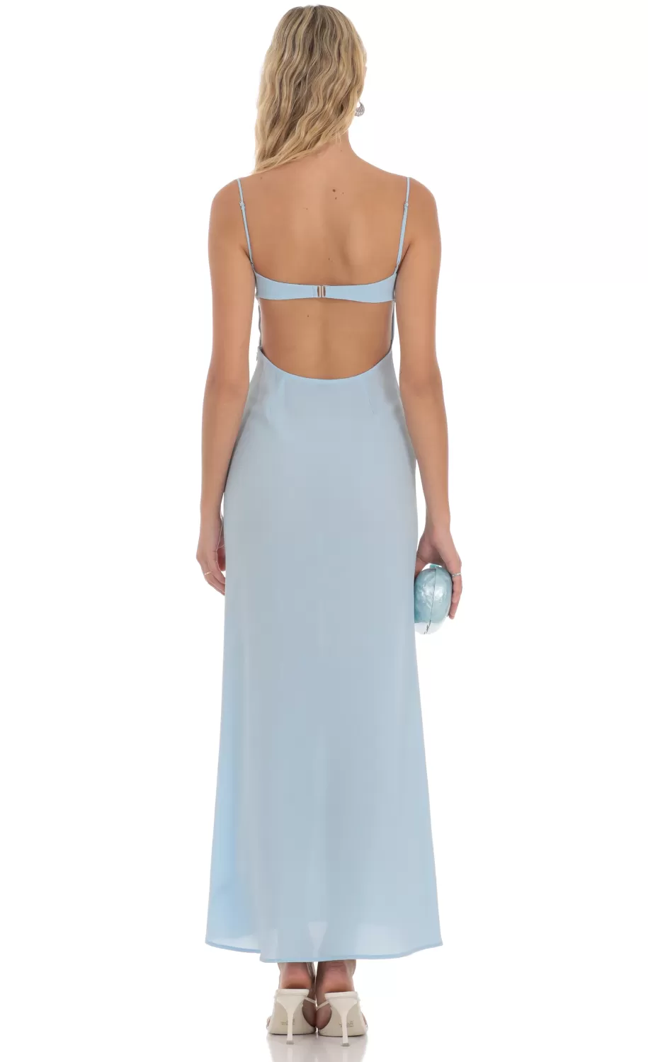 Lace Trim Maxi Dress In Light Blue^LUCY IN THE SKY Store