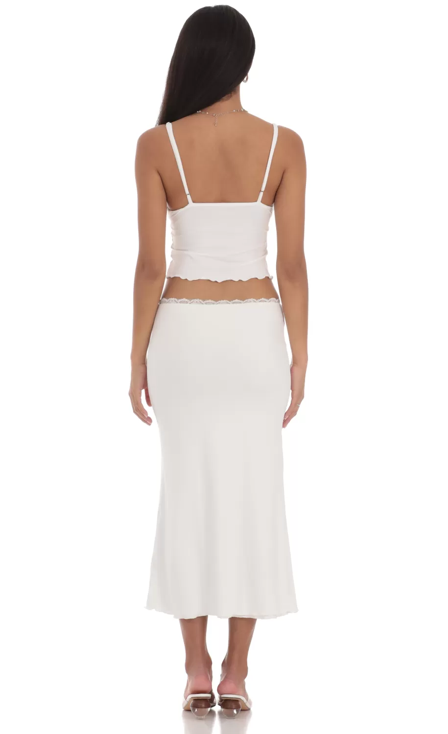 Lace Trim Maxi Two Piece Set In White^LUCY IN THE SKY Outlet