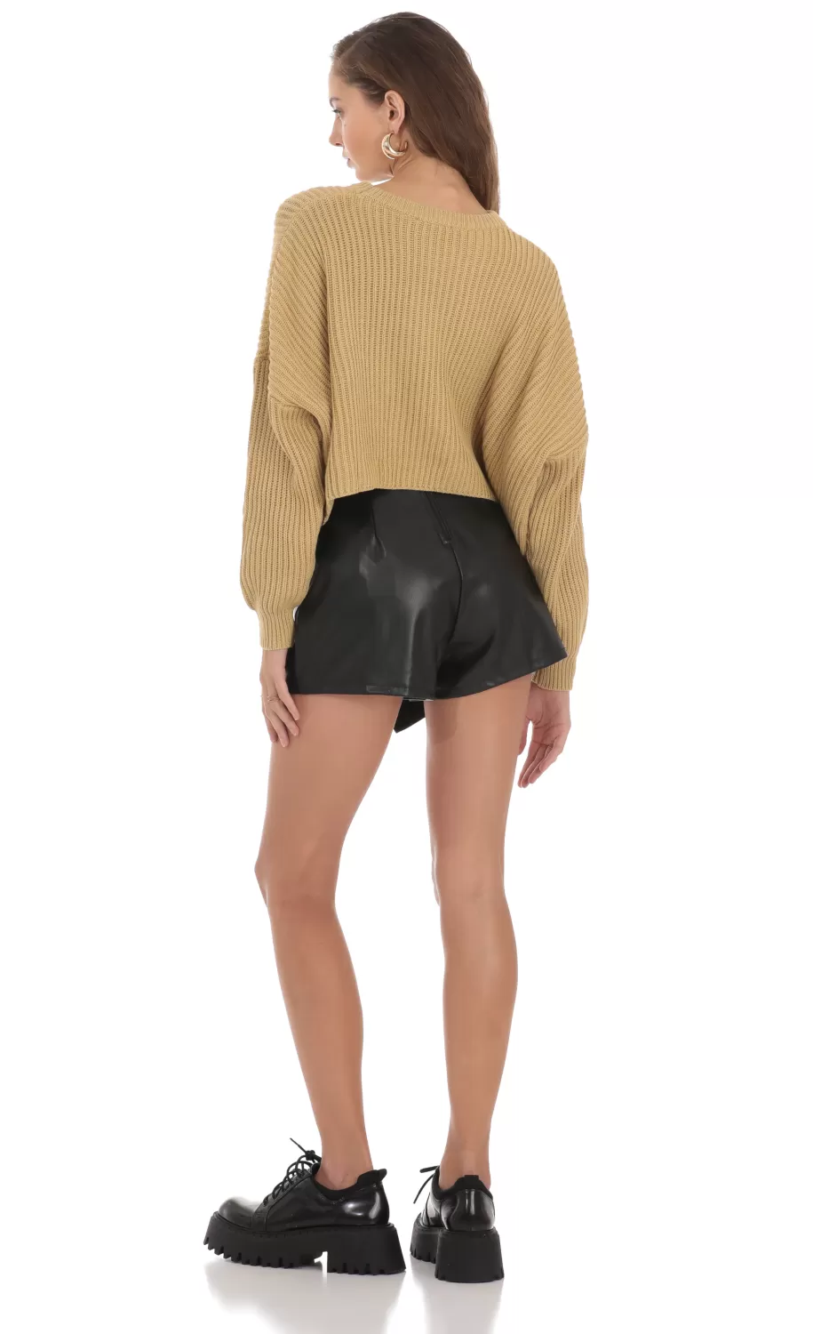 Leather Buckle Shorts In Black^LUCY IN THE SKY Clearance